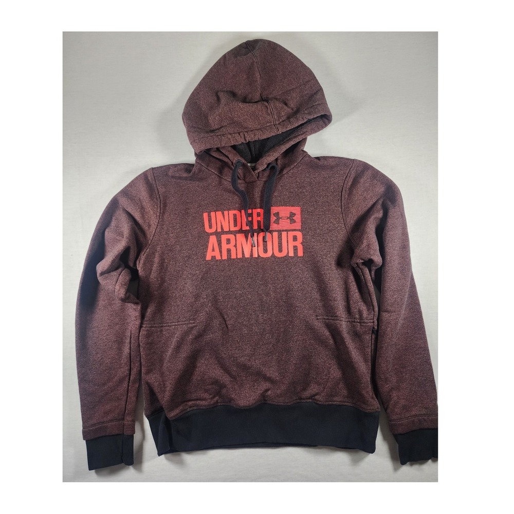 Under Armour Threadborne Hoodie Womens Maroon Black Heathered Logo Sweatshirt